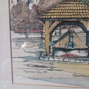 Vintage Pen and Ink Original Art Poland